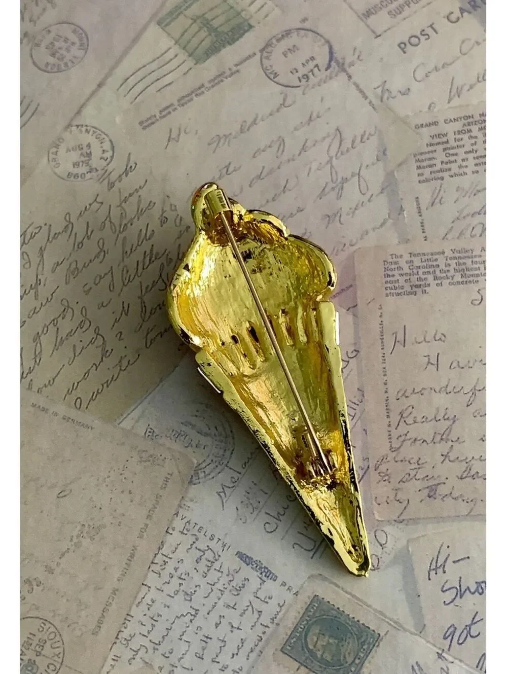 Bright and Fun Ice Cream Cone Pin with Sparkling Rhinestones